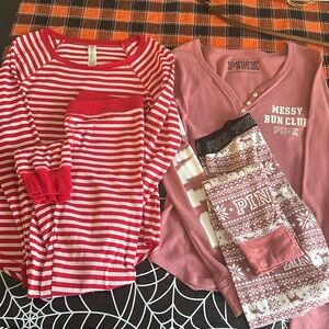 Bundle Xmas  pajamas pink and forever 21 size medium
